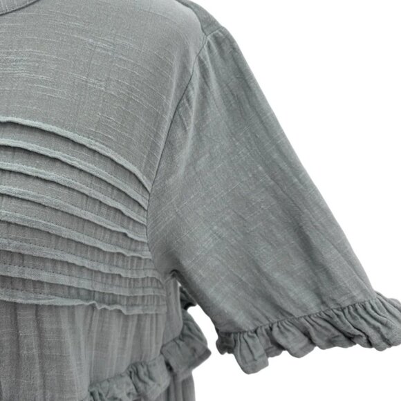 Free People Womens XS Dress Mini Baby Doll Sage Green Pleated Relaxed Fit Boho C - Picture 6 of 11